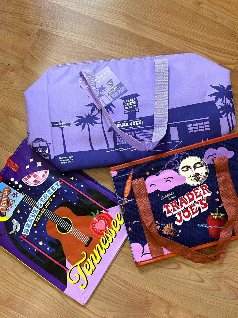 3 Trader Joe's Bags / Totes - THE PURPLE SET!!! Offers Welcome!!
